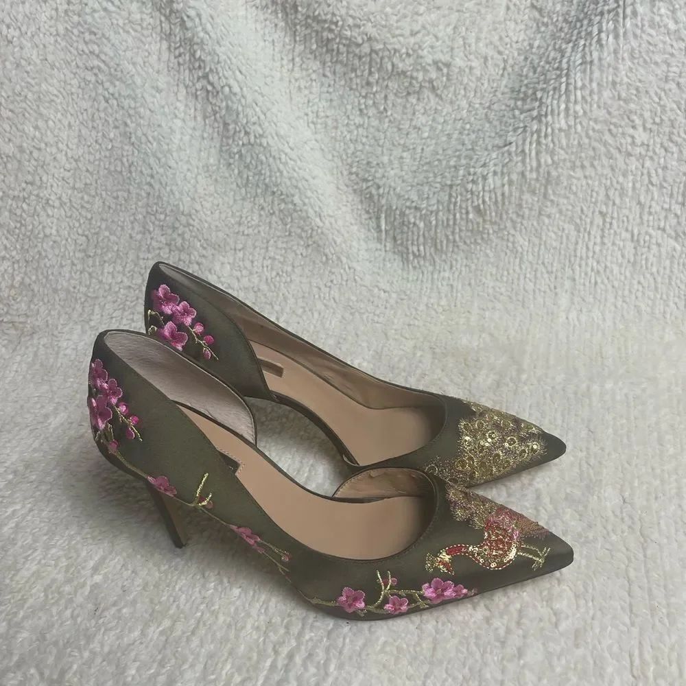 INC International Concepts Olive Floral Embroidered Heels - Picture 3 of 12